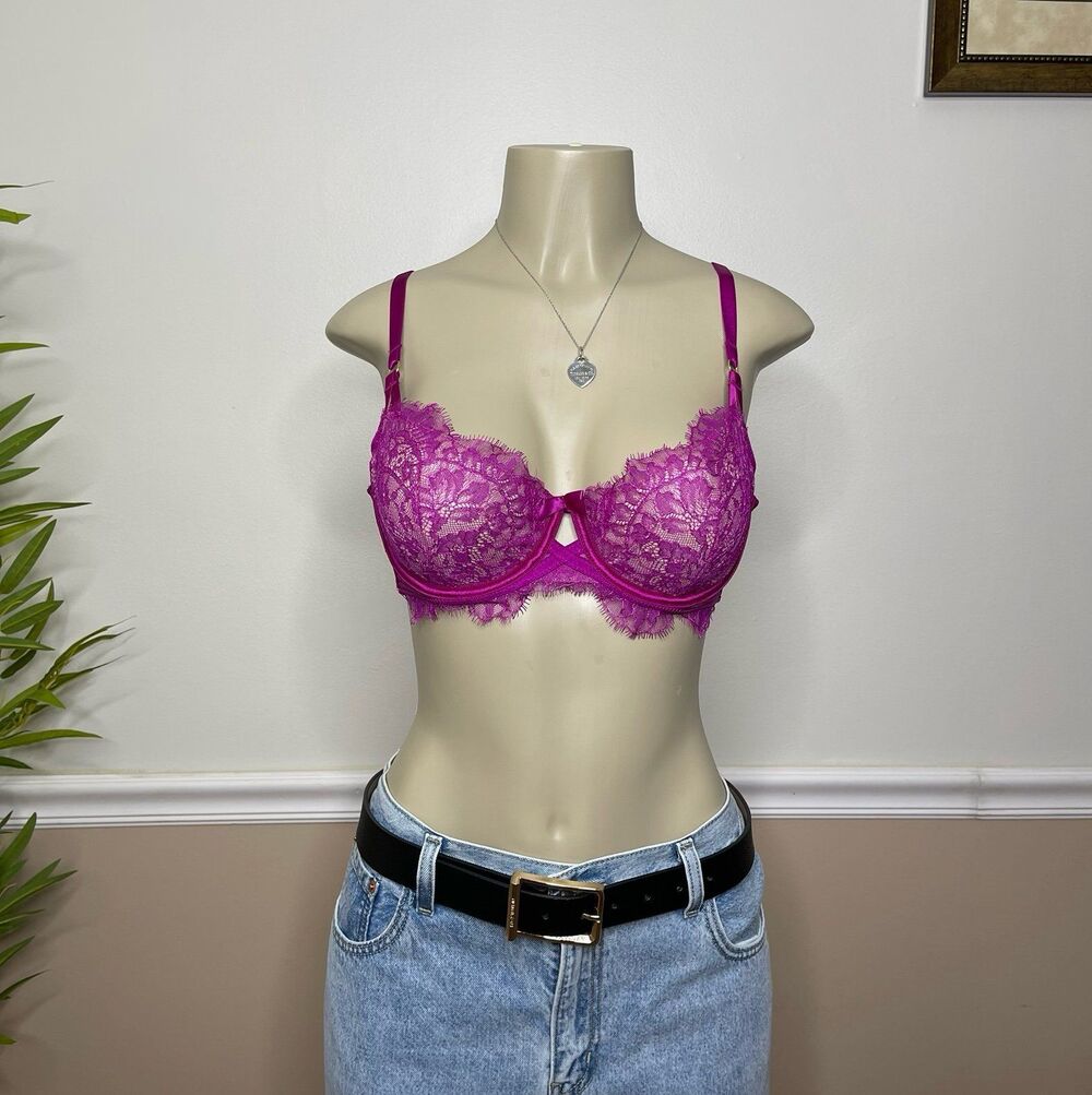 Victorias Secret Very Sexy Purple Embroidered Unlined Demi Bustier Bra